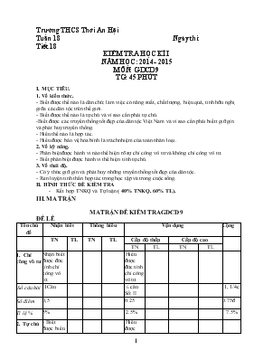 Kiểm tra học kì I năm học 2014 - 2015 mônGiáo dục công dân 9 - Trường THCS Thới An Hội